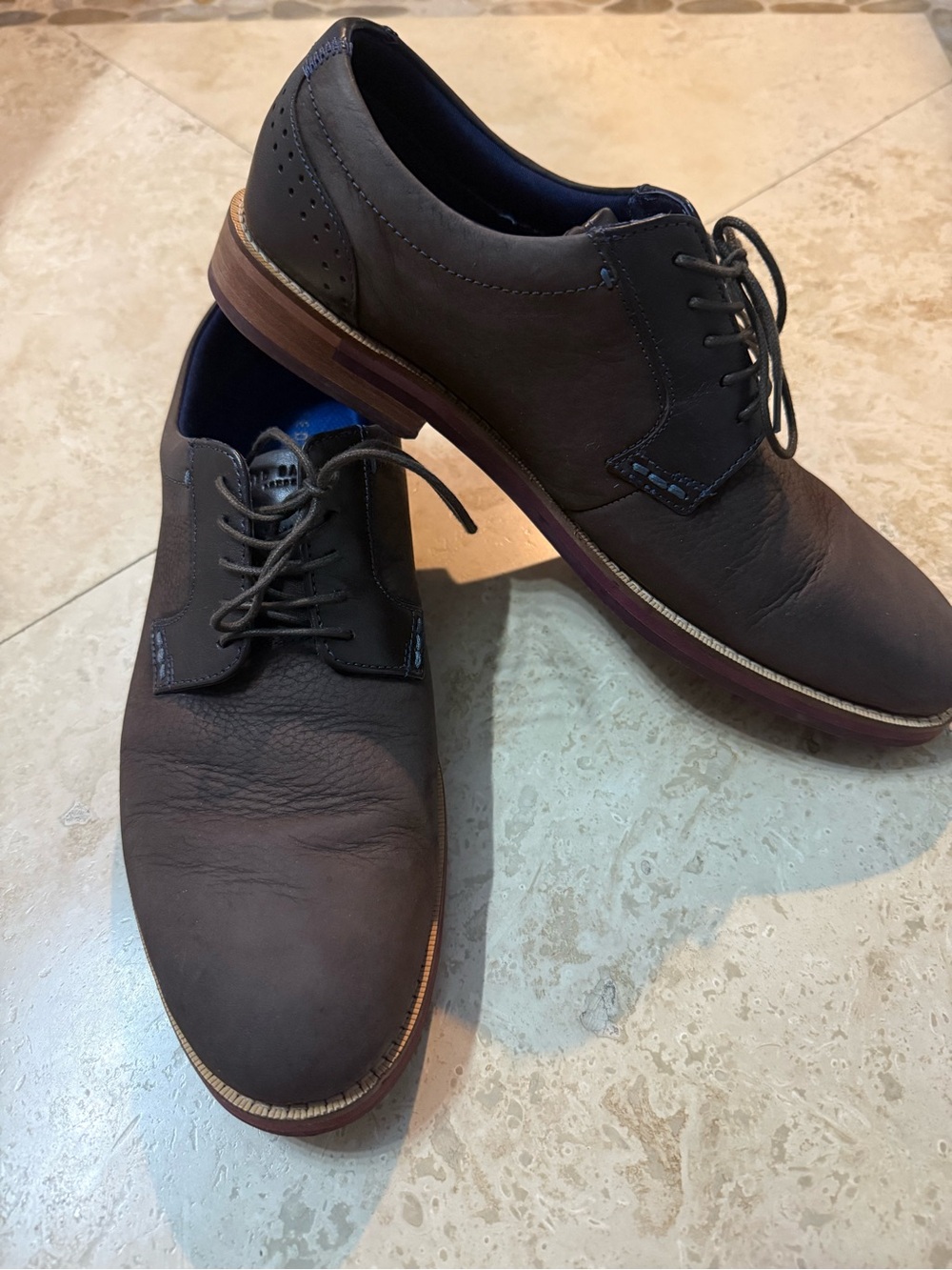 Ted Baker London Men's Dark Brown Leather Derby Shoes with Contrast Sole